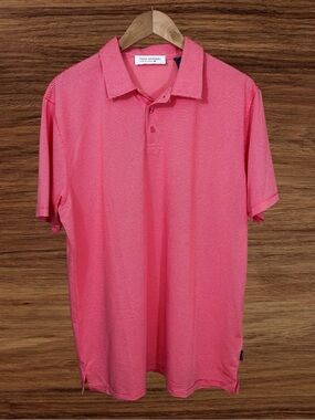 Tech : Apparel Projek Raw Men’s Striped Red/Orange Striped Golf Polo. Large.
